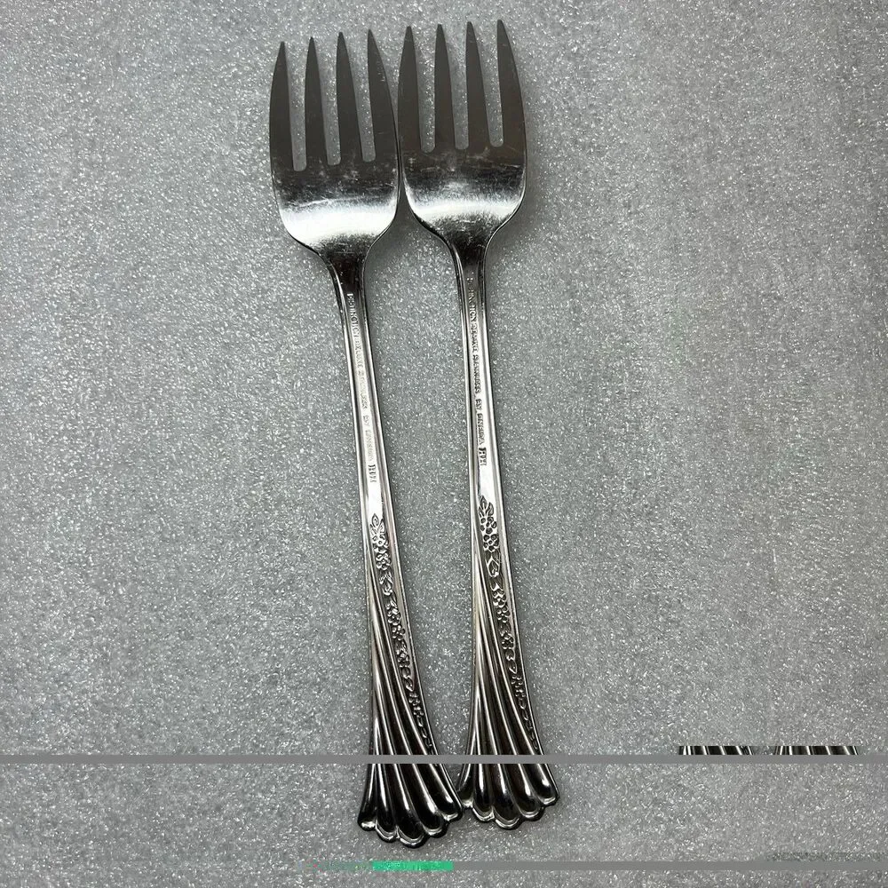 Set Of 2 Oneida Distinction Deluxe SPRING GLEN Stainless Salad Forks 6 7/8